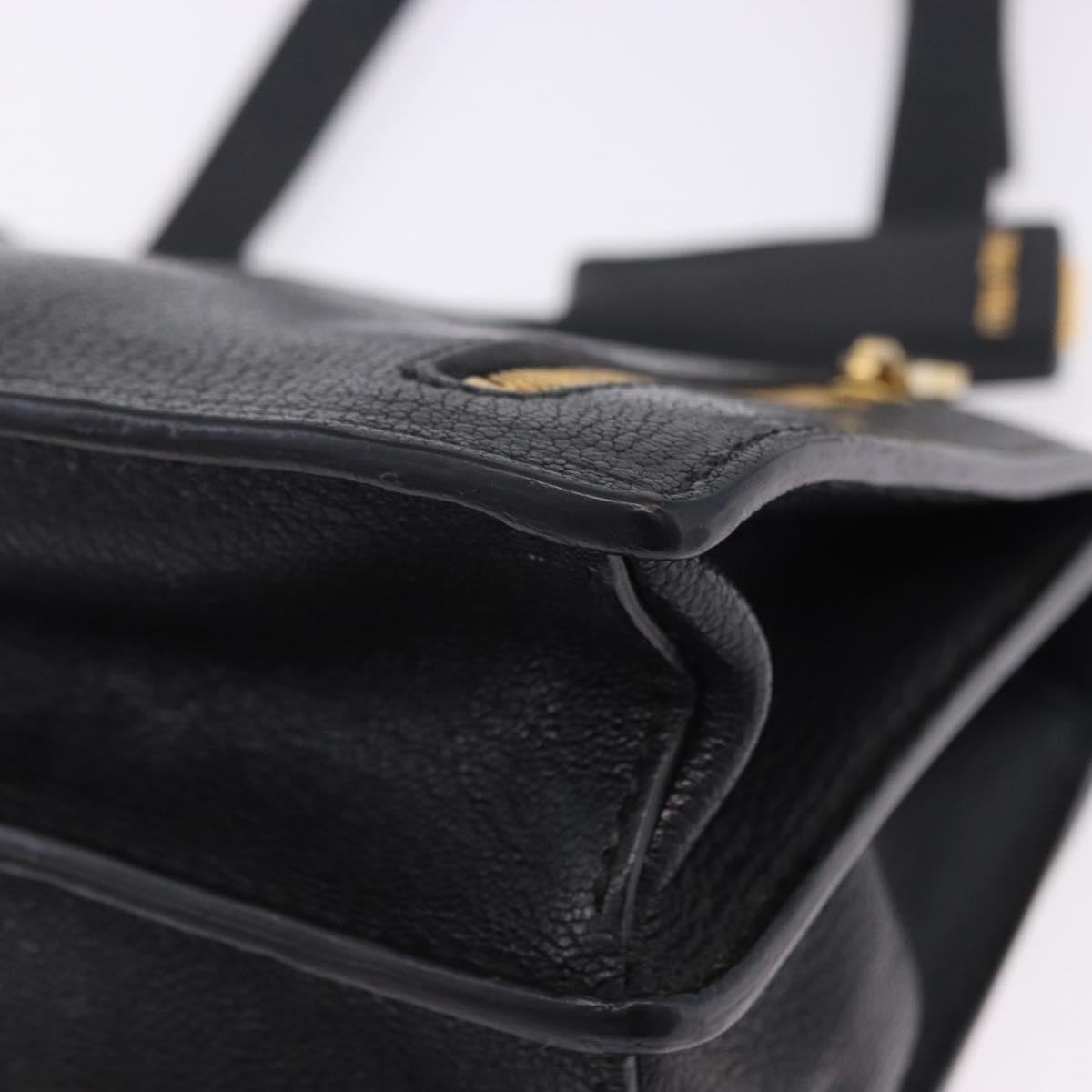 Miu Miu Madras Shoulder Bag Leather Black Gold Auth 203815