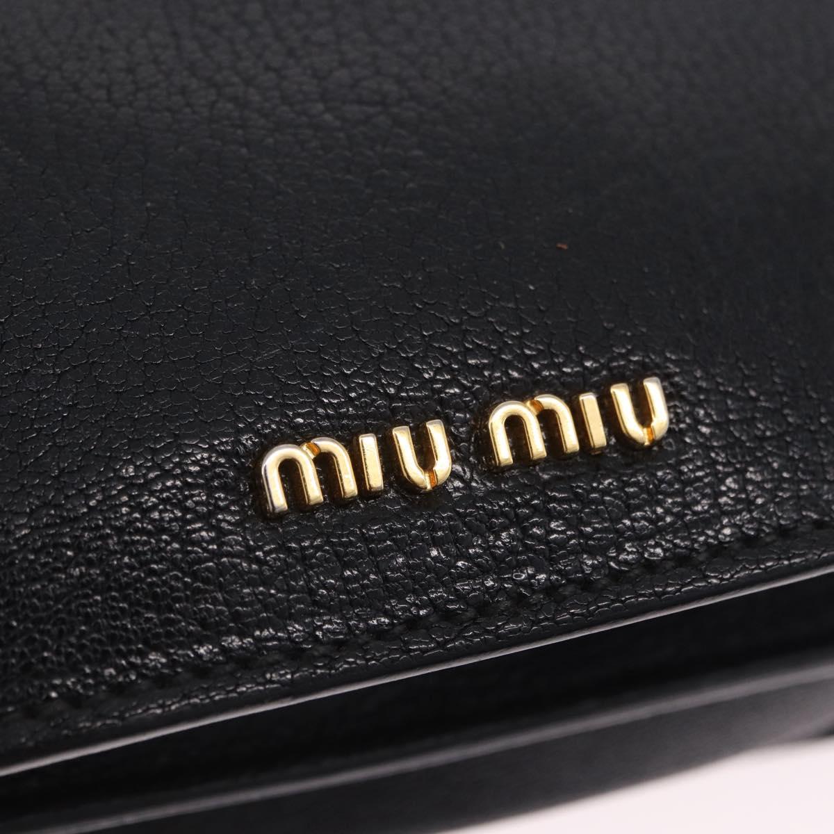 Miu Miu Madras Shoulder Bag Leather Black Gold Auth 203815