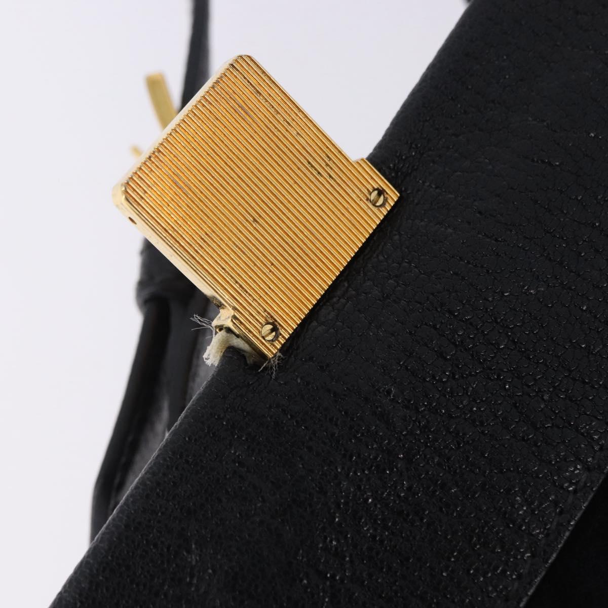 Miu Miu Madras Shoulder Bag Leather Black Gold Auth 203815