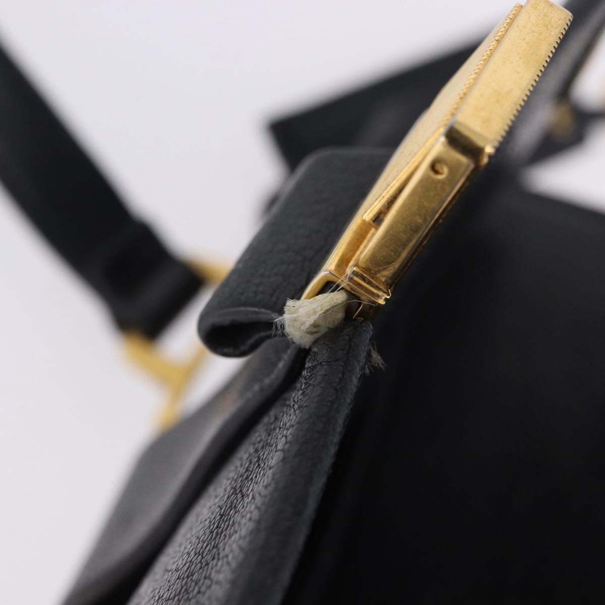 Miu Miu Madras Shoulder Bag Leather Black Gold Auth 203815