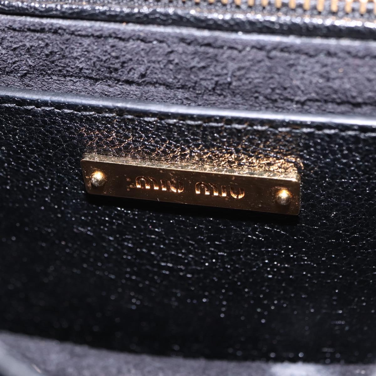 Miu Miu Madras Shoulder Bag Leather Black Gold Auth 203815