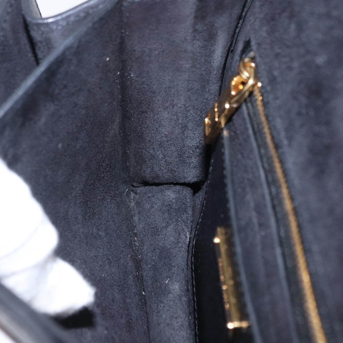 Miu Miu Madras Shoulder Bag Leather Black Gold Auth 203815