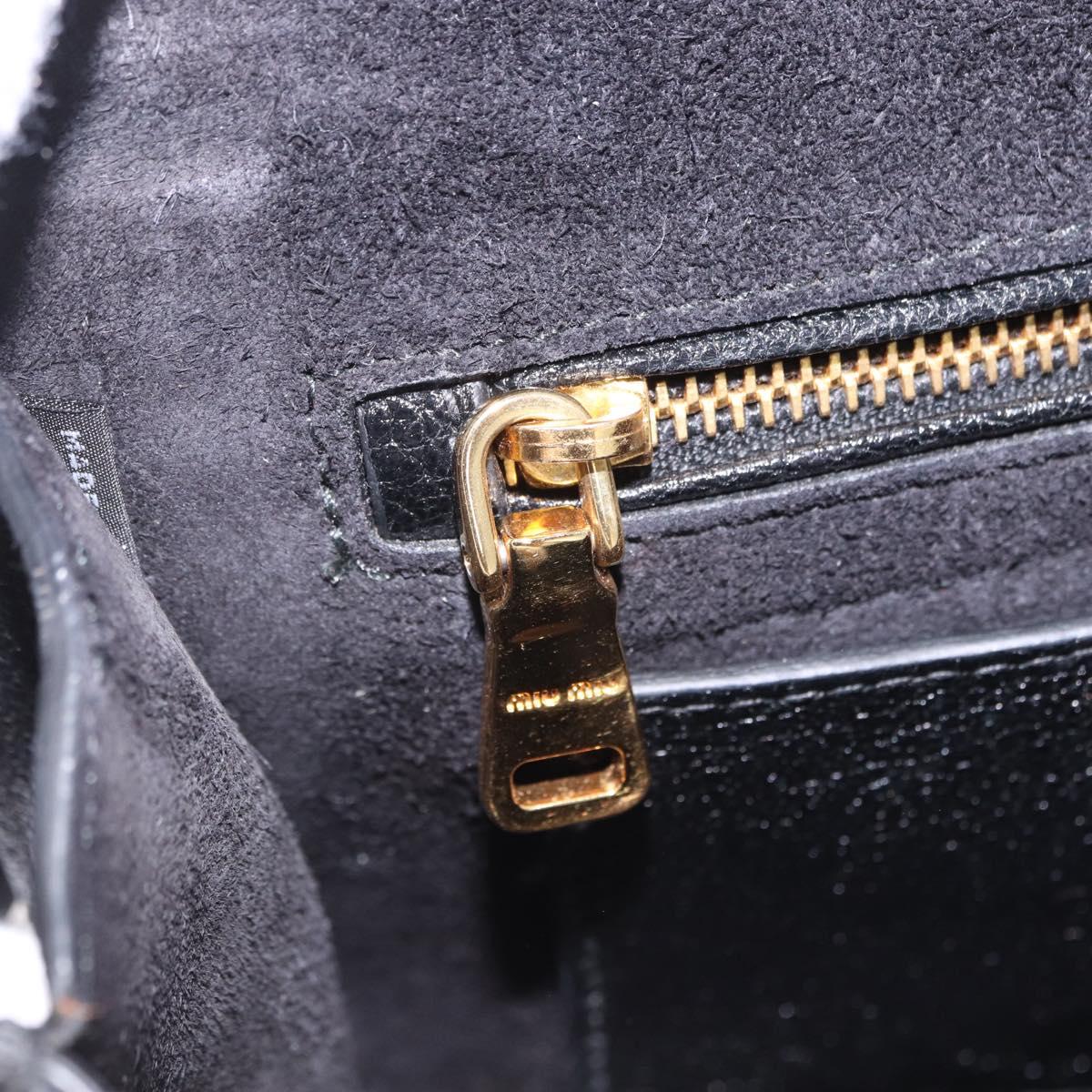 Miu Miu Madras Shoulder Bag Leather Black Gold Auth 203815