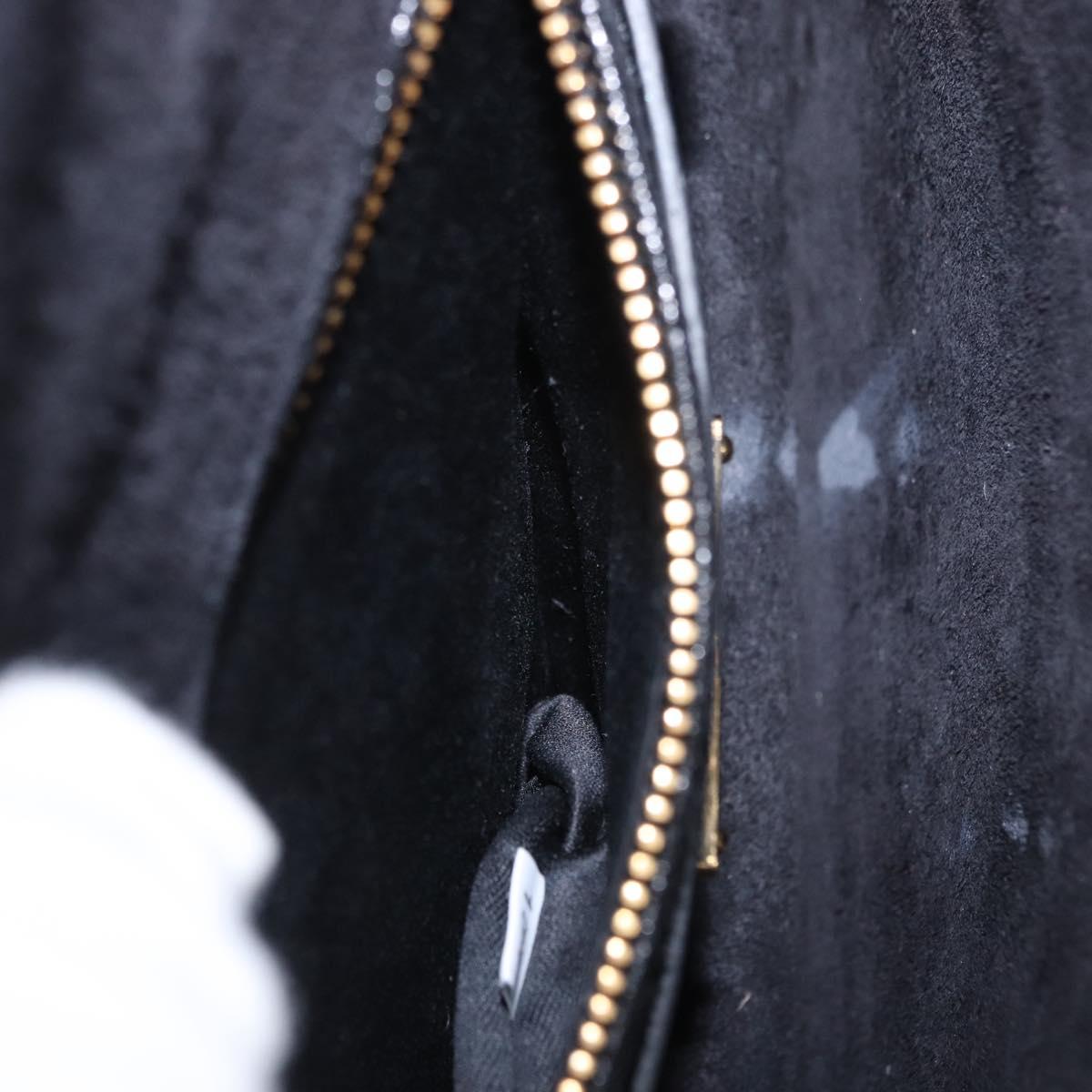 Miu Miu Madras Shoulder Bag Leather Black Gold Auth 203815