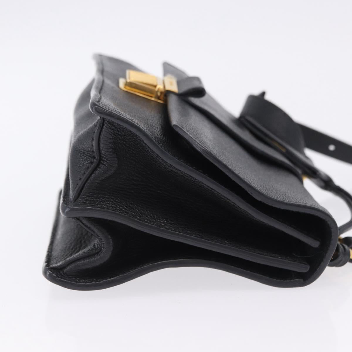 Miu Miu Madras Shoulder Bag Leather Black Gold Auth 203815