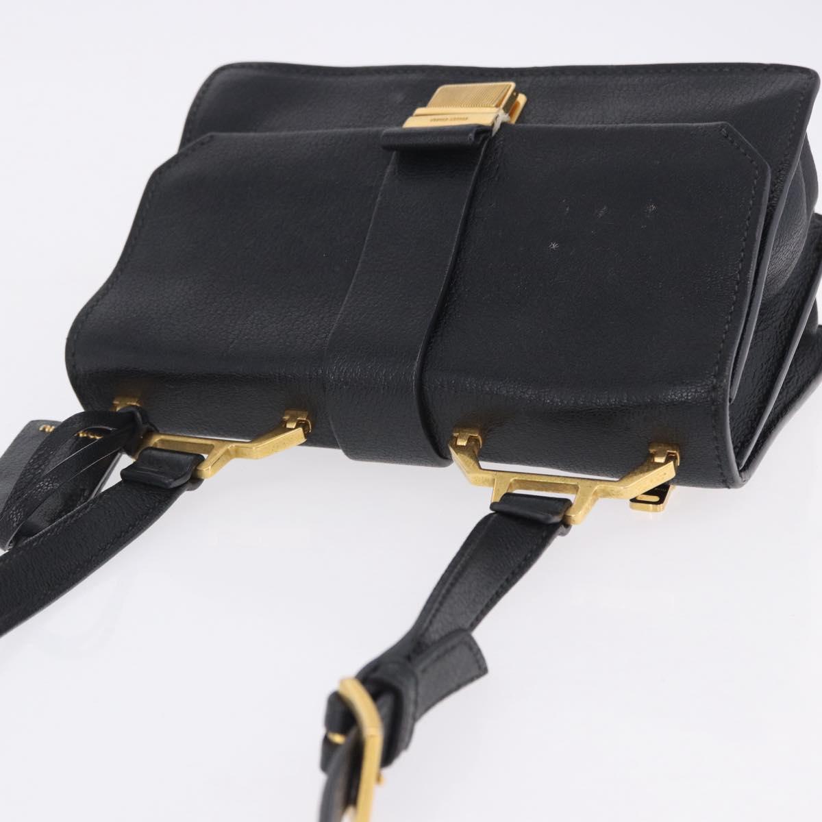Miu Miu Madras Shoulder Bag Leather Black Gold Auth 203815