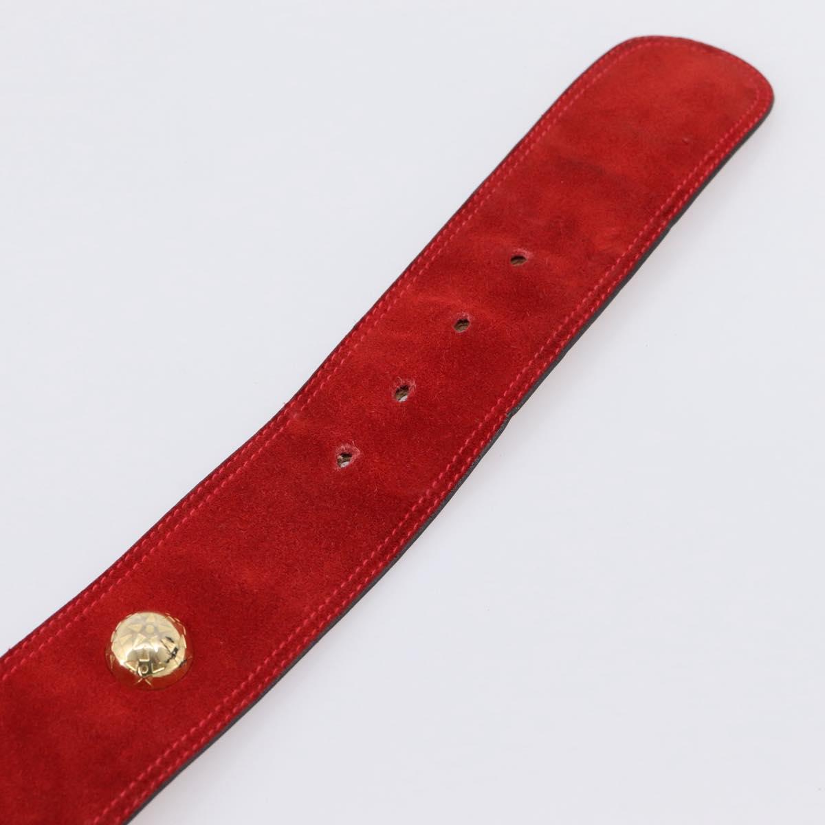 CELINE Belt Suede 35"" Red Gold Auth 203816
