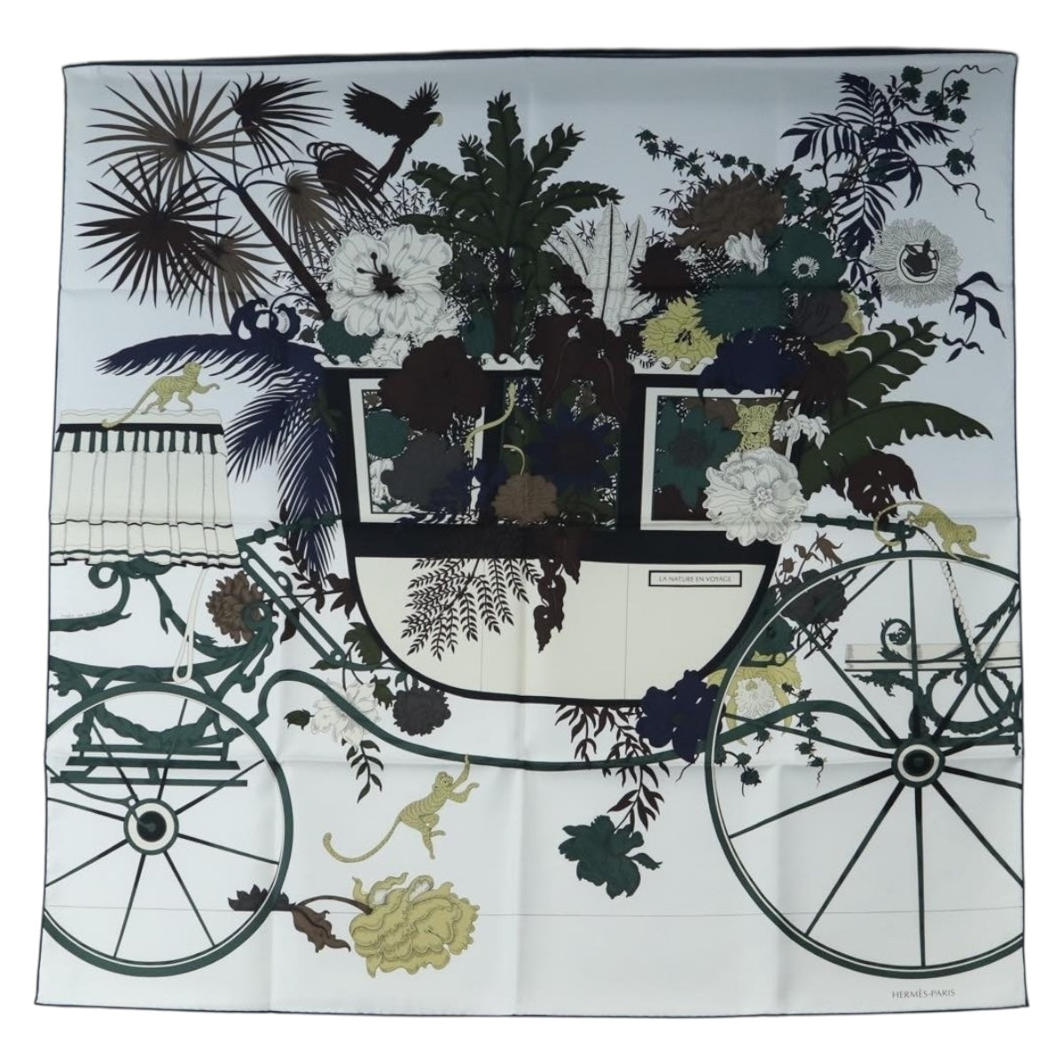 HERMES Carre 90 Scarf Silk Green Auth 203817M