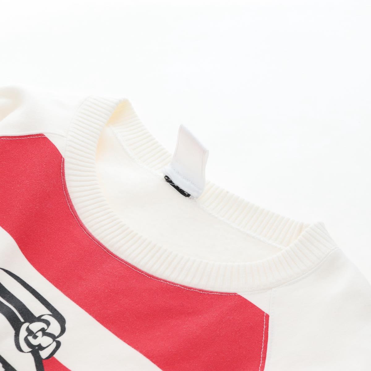 CHANEL Mademoiselle Sweat Cotton 42 White CC Auth 203821V