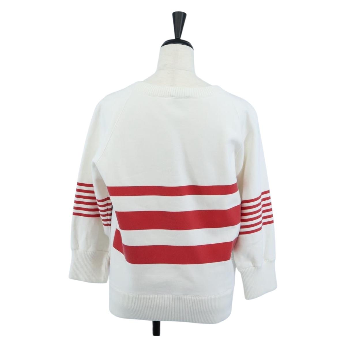 CHANEL Mademoiselle Sweat Cotton 42 White CC Auth 203821V