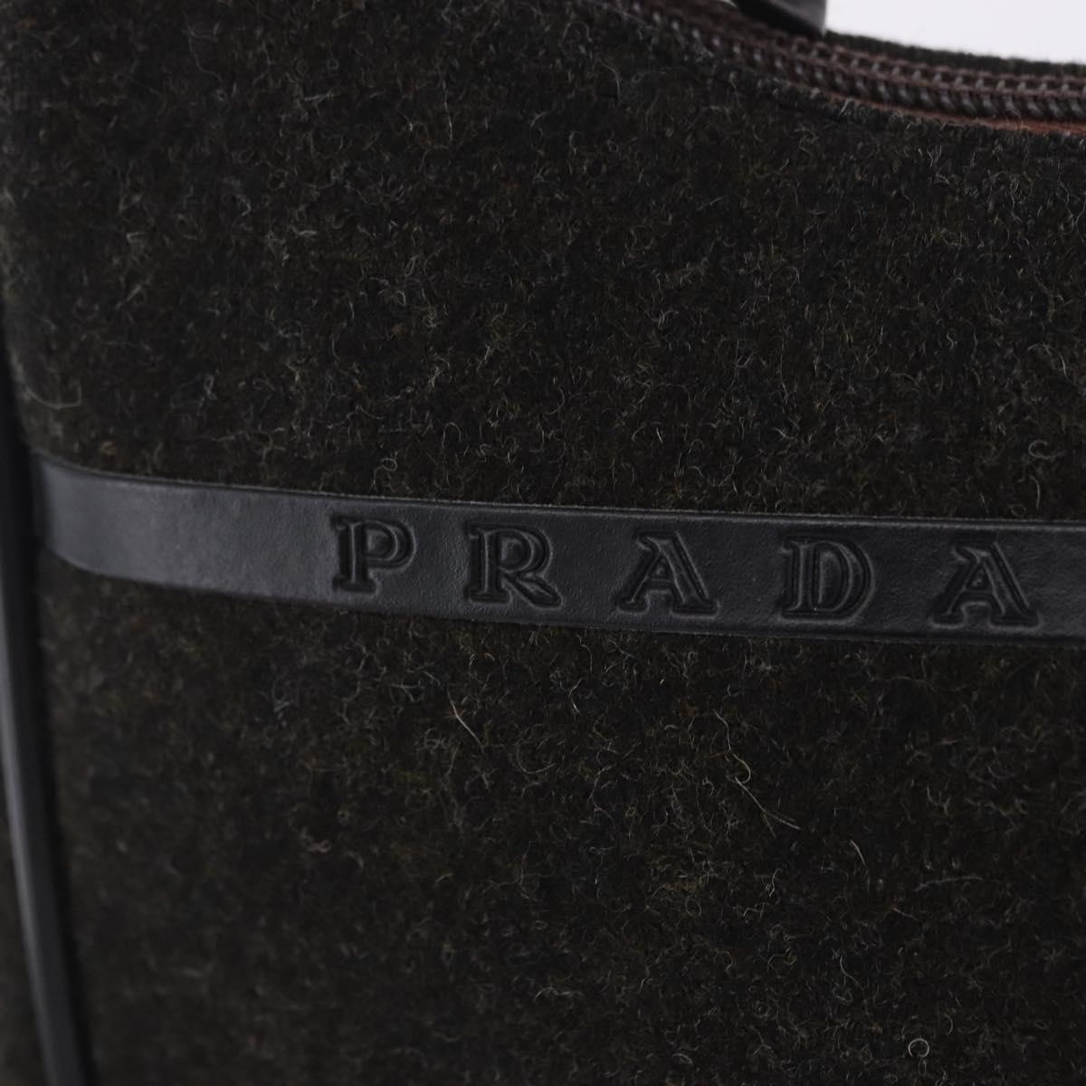 PRADA PRADA Sports Accessory Pouch Canvas Wool Black Auth 203830A