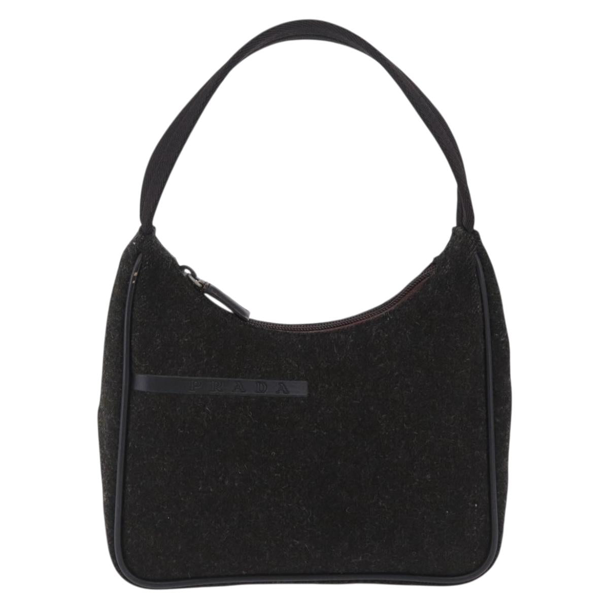 PRADA PRADA Sports Accessory Pouch Canvas Wool Black Auth 203830A