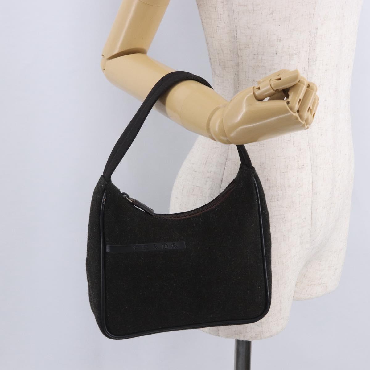 PRADA PRADA Sports Accessory Pouch Canvas Wool Black Auth 203830A