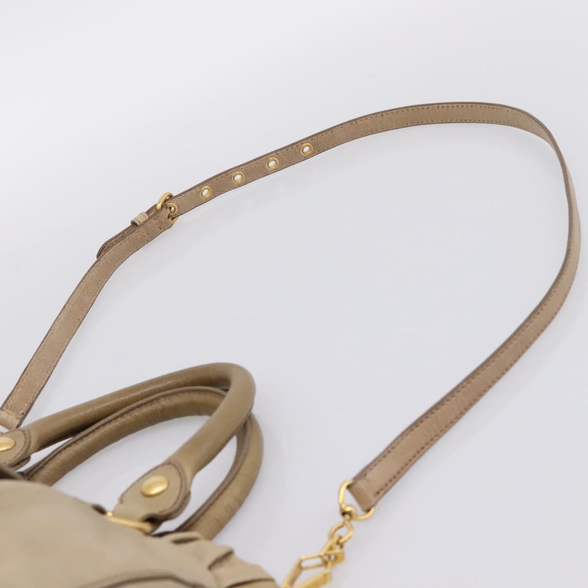 Miu Miu Hand Bag Leather 2way Beige Gold Auth 203831A