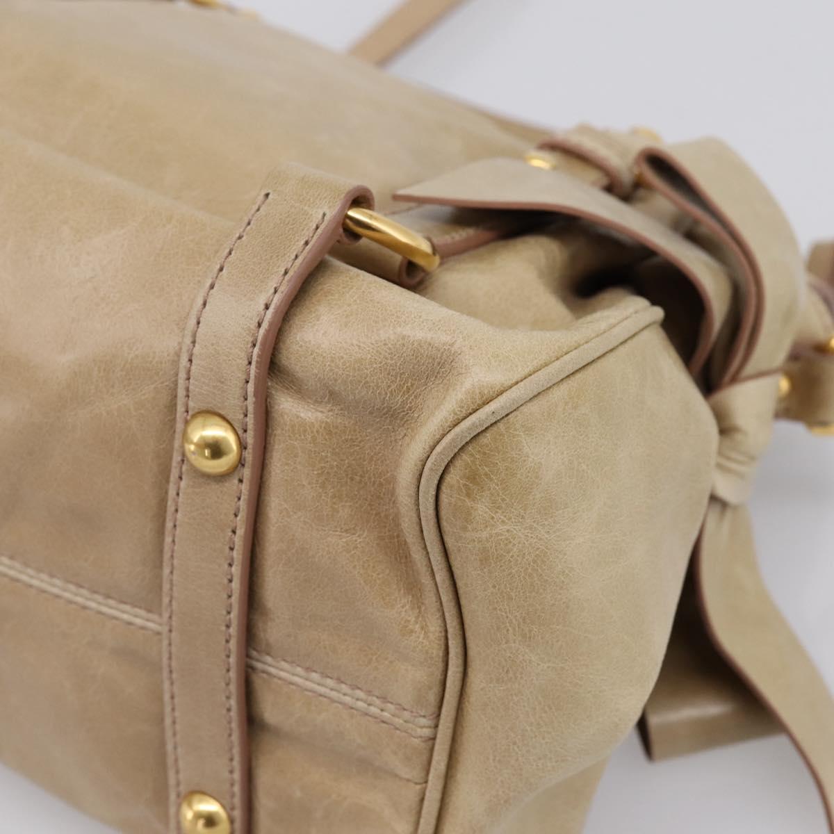 Miu Miu Hand Bag Vitellolux 2way Beige Gold Auth 203832V