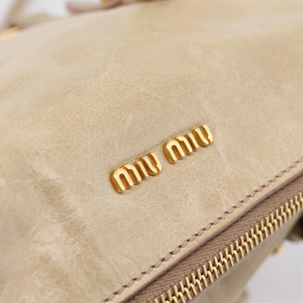 Miu Miu Hand Bag Vitellolux 2way Beige Gold Auth 203832V