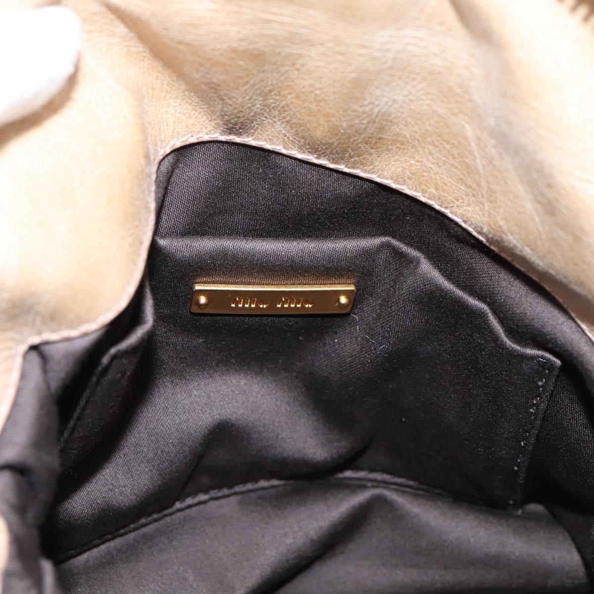 Miu Miu Hand Bag Vitellolux 2way Beige Gold Auth 203832V
