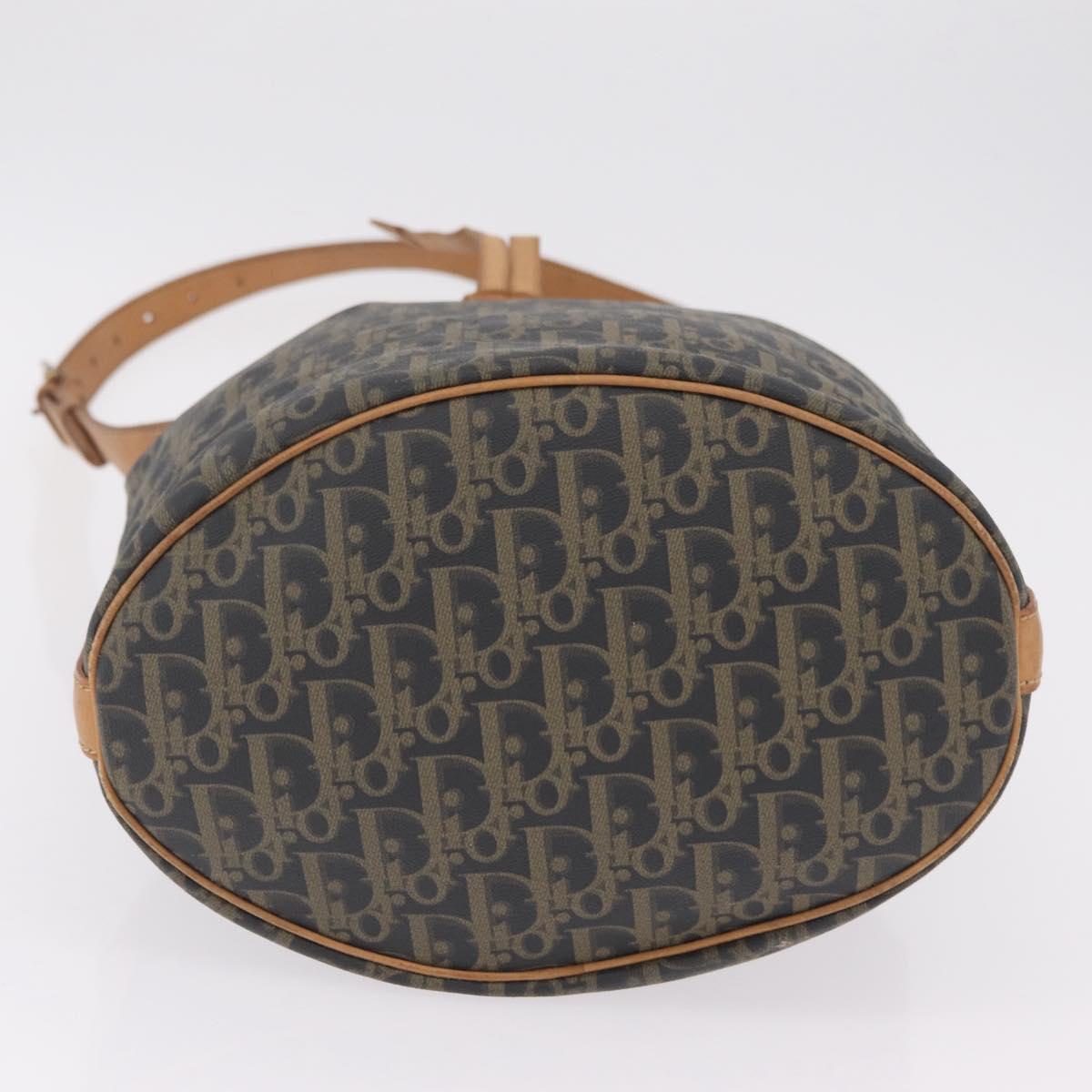 Christian Dior Trotter Canvas Shoulder Bag PVC Navy Gold Auth 203833