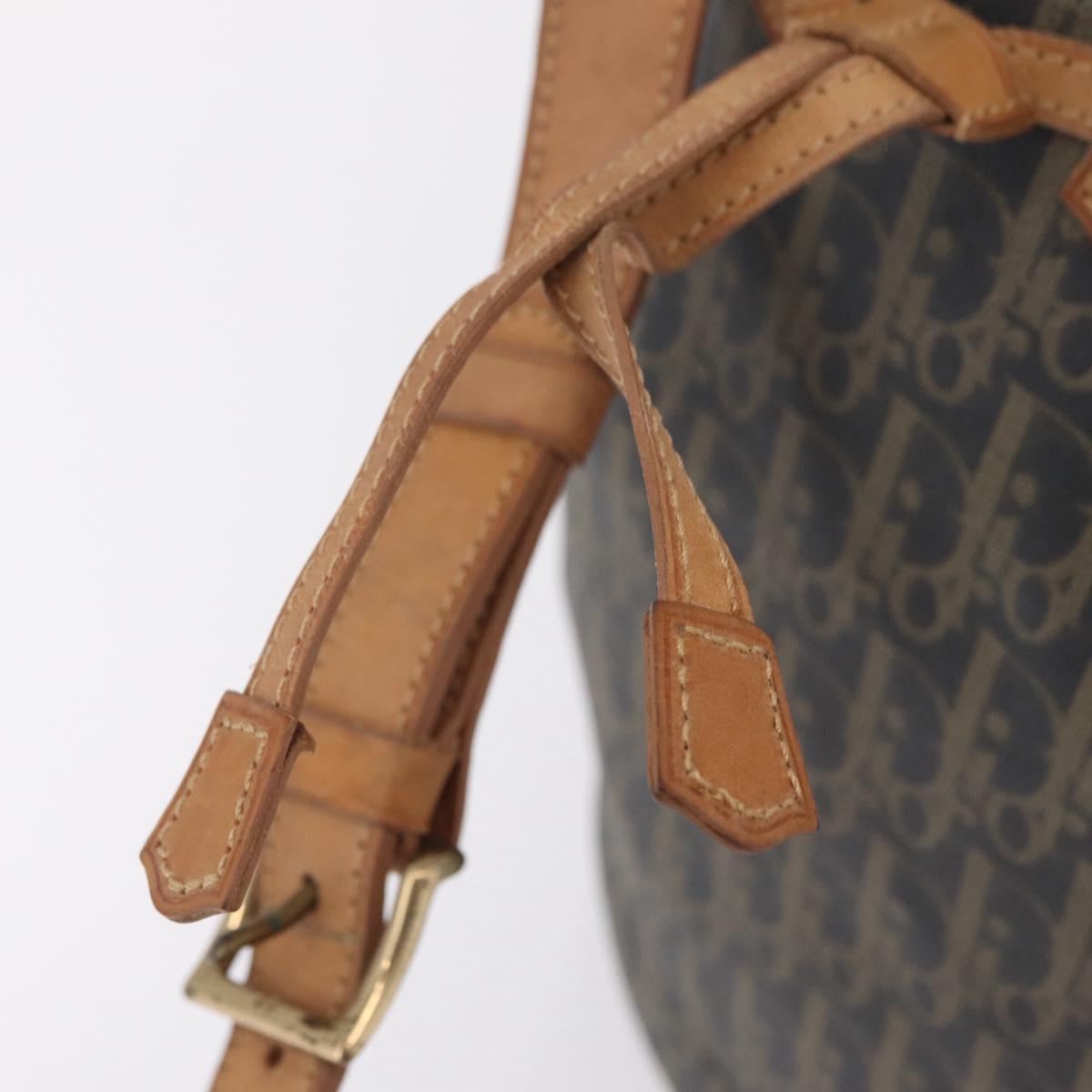 Christian Dior Trotter Canvas Shoulder Bag PVC Navy Gold Auth 203833