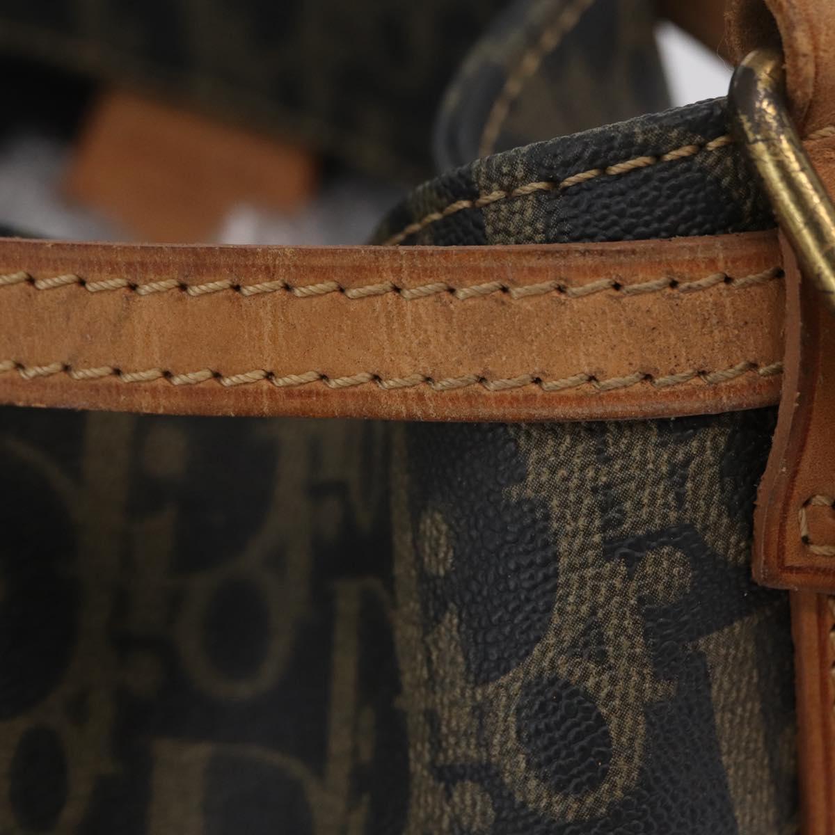 Christian Dior Trotter Canvas Shoulder Bag PVC Navy Gold Auth 203833
