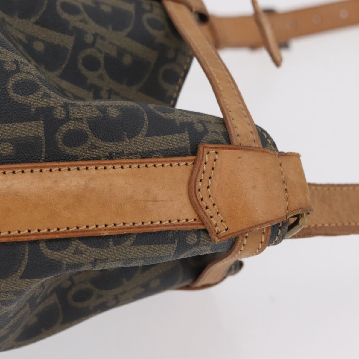 Christian Dior Trotter Canvas Shoulder Bag PVC Navy Gold Auth 203833