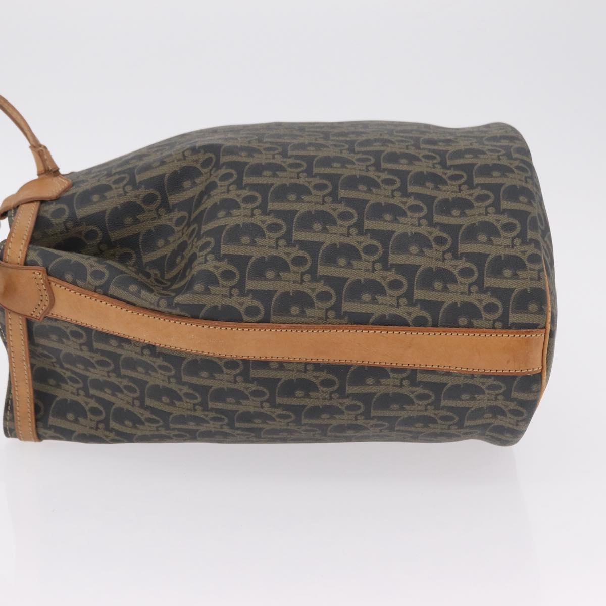 Christian Dior Trotter Canvas Shoulder Bag PVC Navy Gold Auth 203833