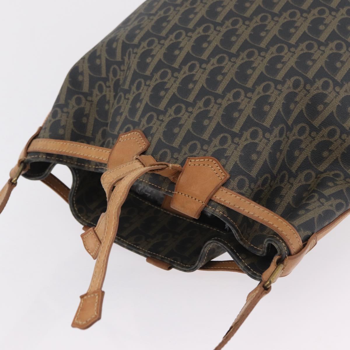 Christian Dior Trotter Canvas Shoulder Bag PVC Navy Gold Auth 203833