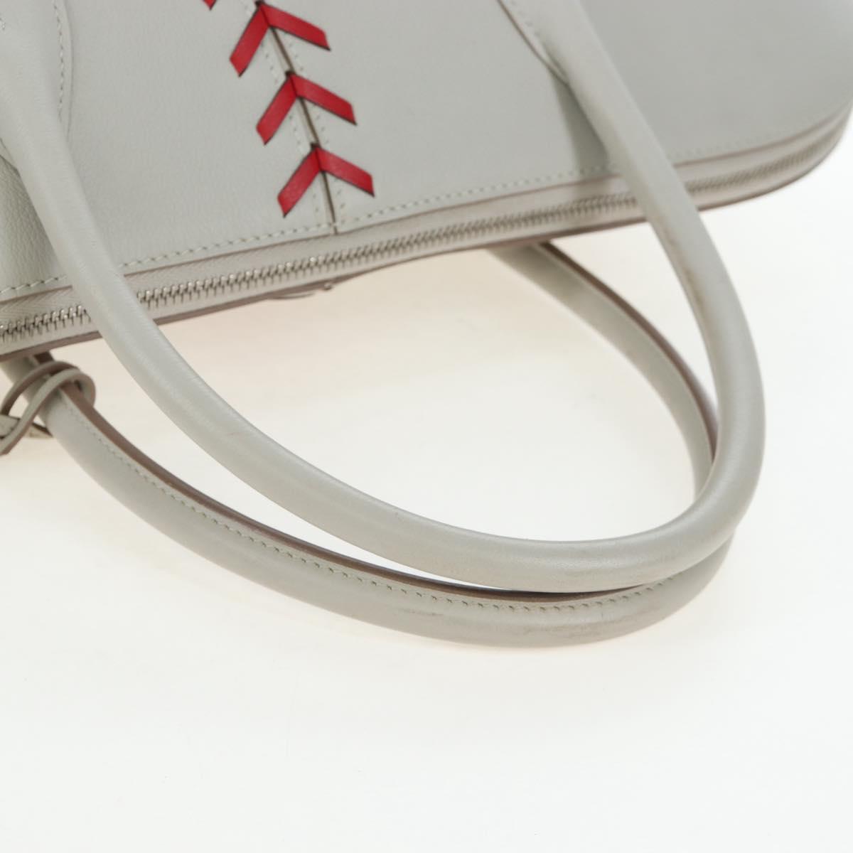 HERMES Bolide 1923 Baseball 45 Hand Bag Leather Gray Silver Auth 203835M