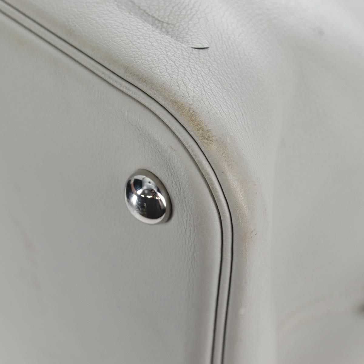 HERMES Bolide 1923 Baseball 45 Hand Bag Leather Gray Silver Auth 203835M