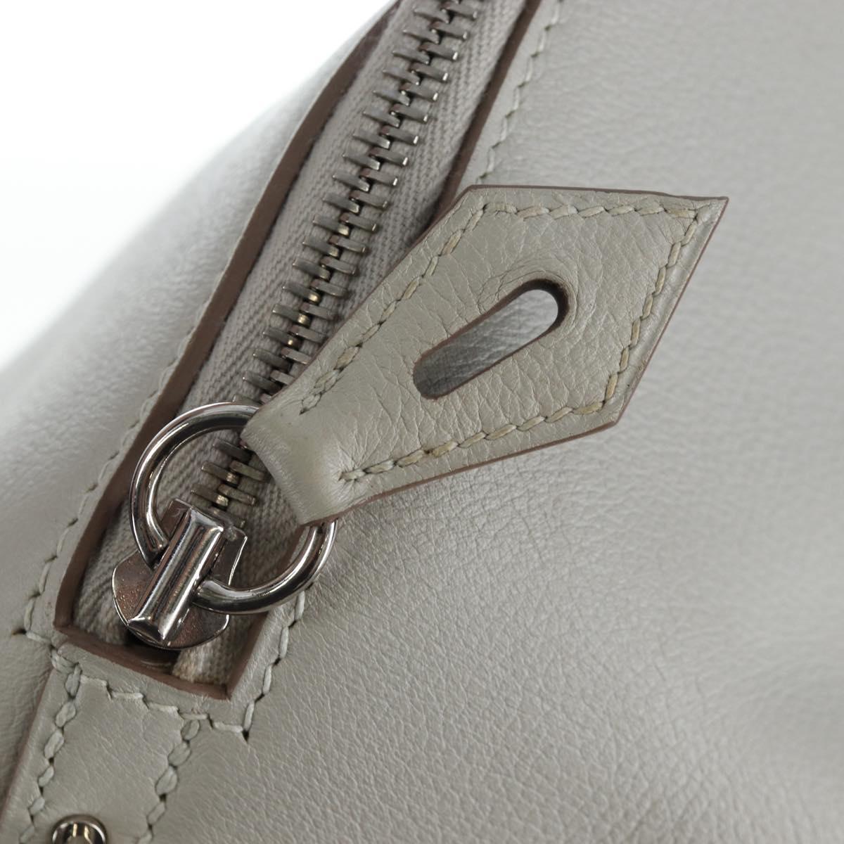 HERMES Bolide 1923 Baseball 45 Hand Bag Leather Gray Silver Auth 203835M