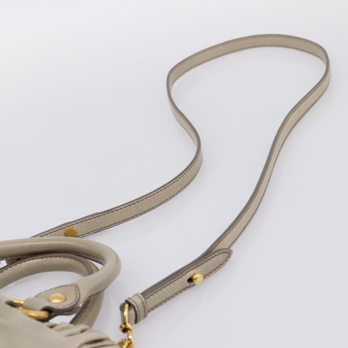 Miu Miu Hand Bag Vitellolux 2way Beige Gold Auth 203836V