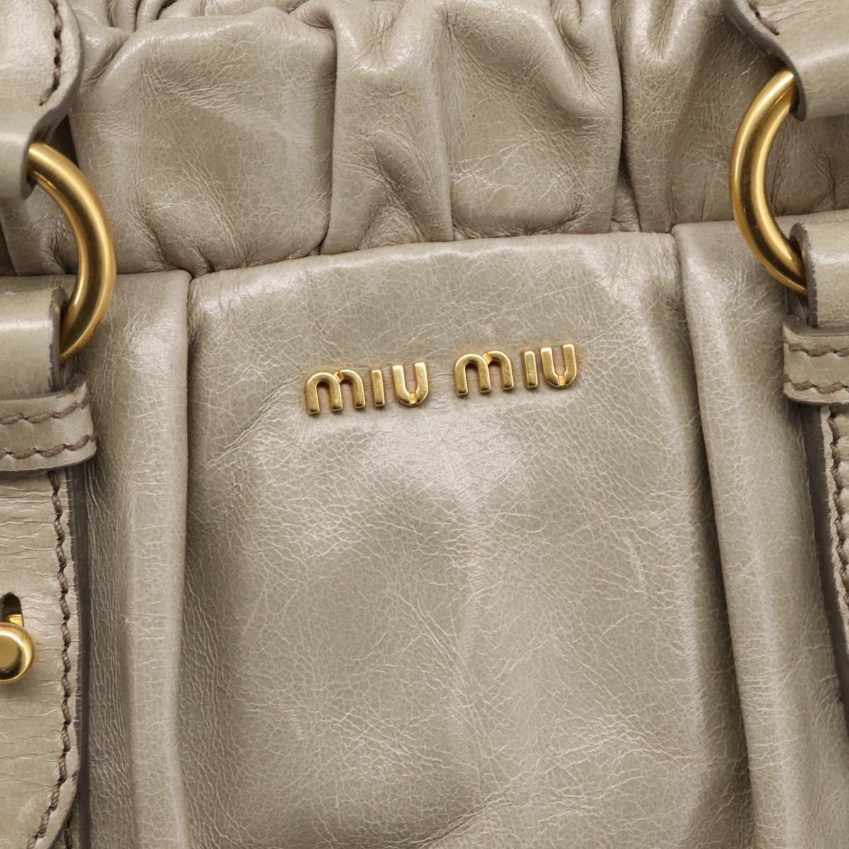 Miu Miu Hand Bag Vitellolux 2way Beige Gold Auth 203836V