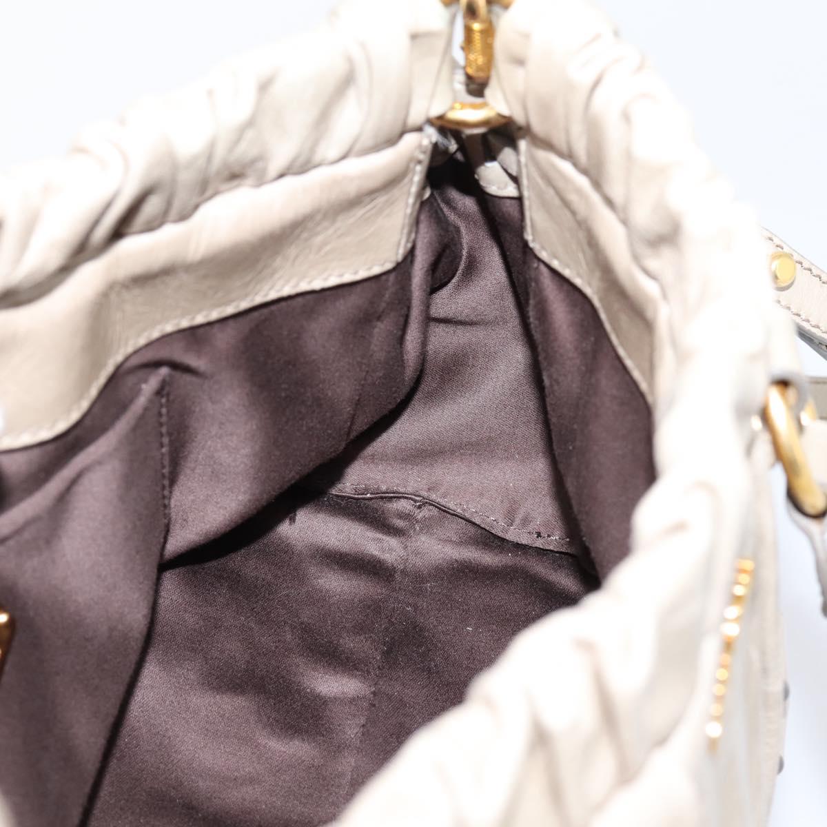 Miu Miu Hand Bag Vitellolux 2way Beige Gold Auth 203836V