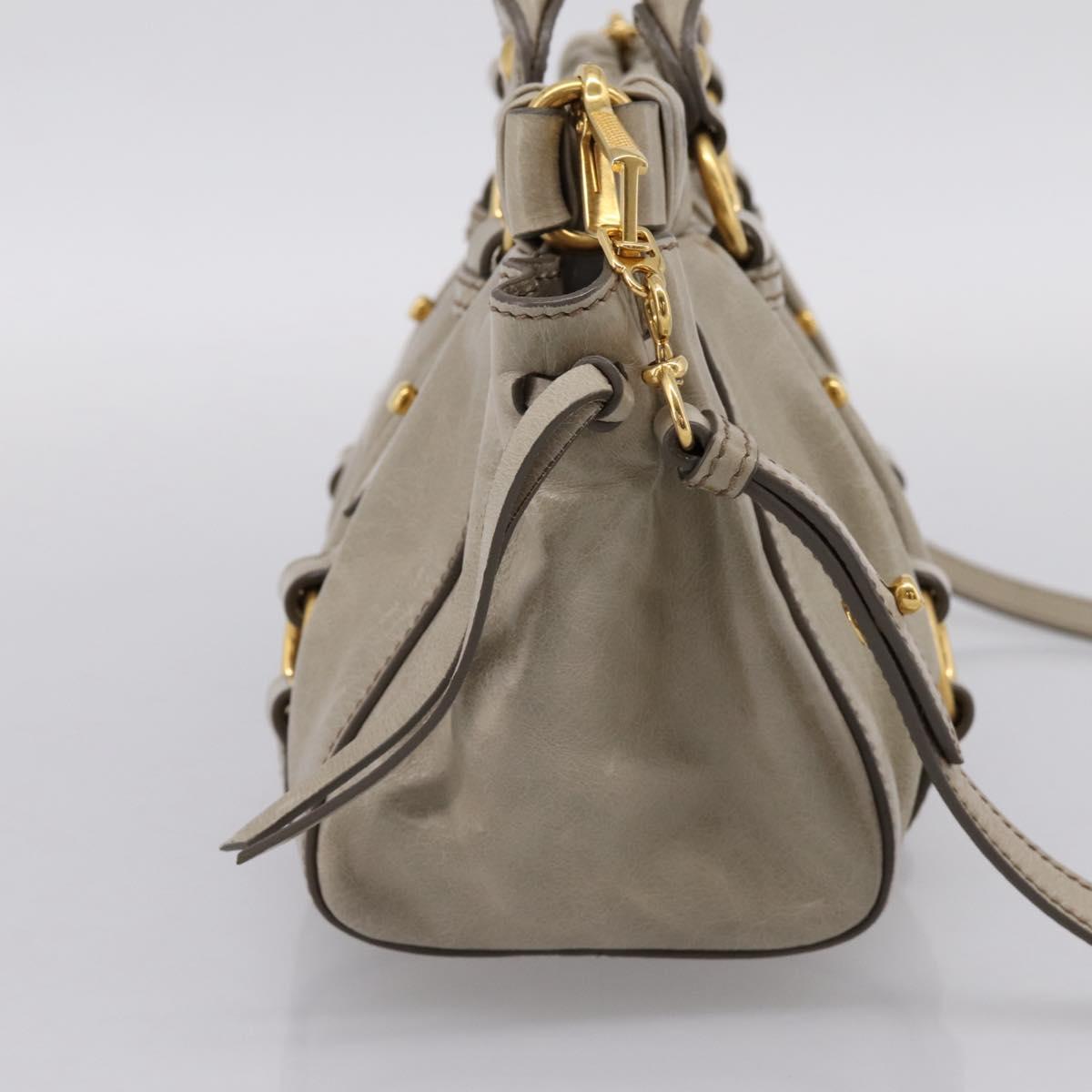 Miu Miu Hand Bag Vitellolux 2way Beige Gold Auth 203836V