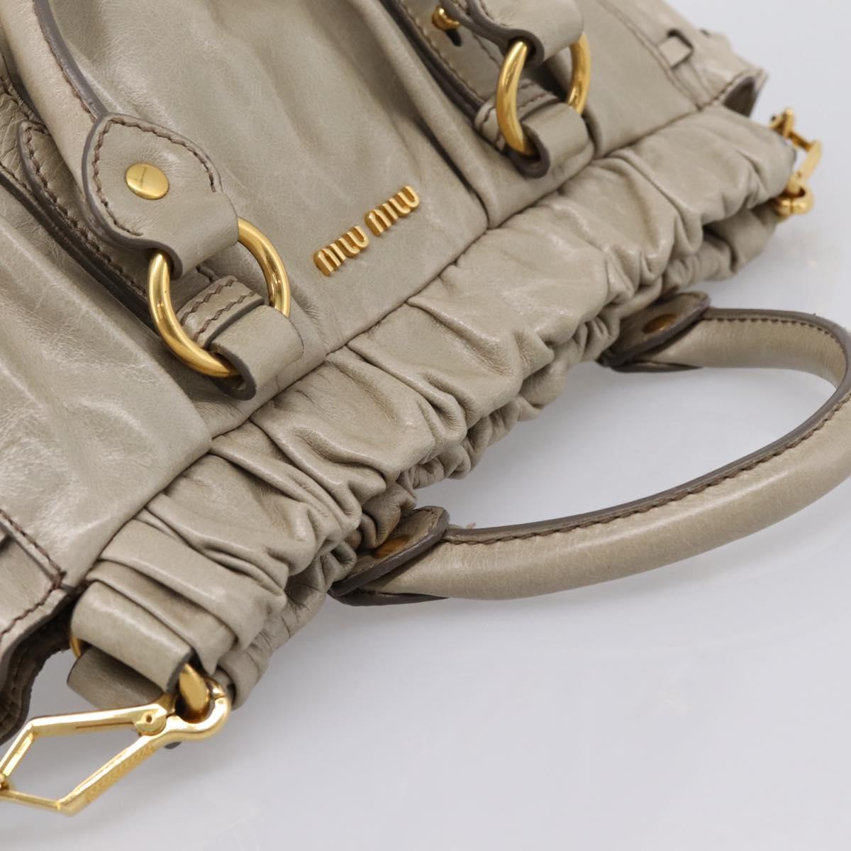Miu Miu Hand Bag Vitellolux 2way Beige Gold Auth 203836V