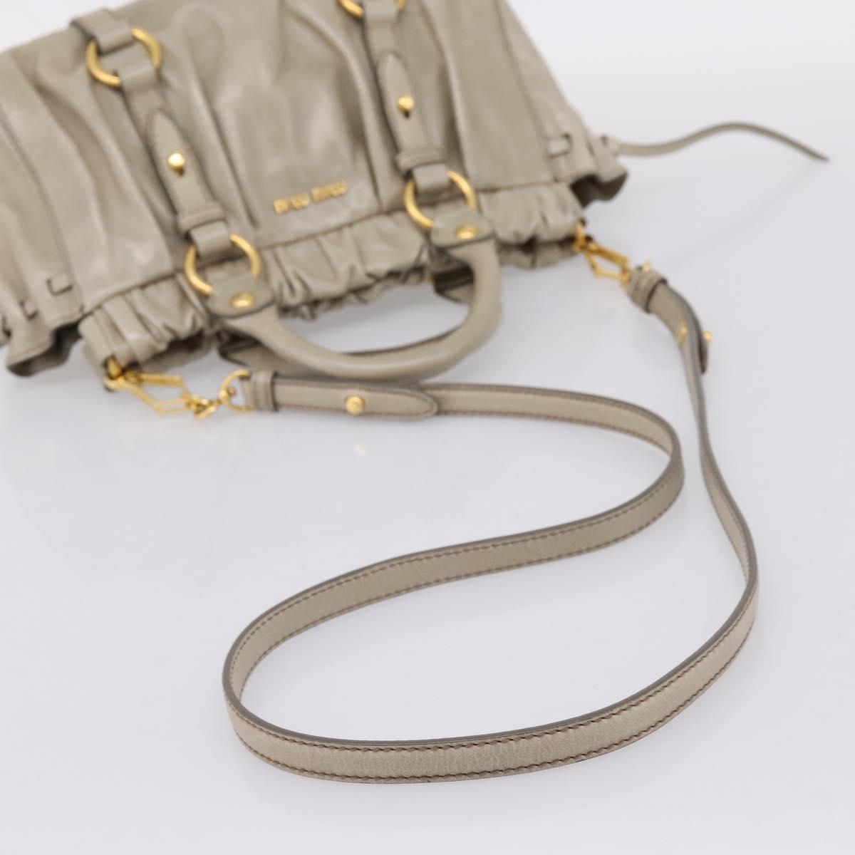 Miu Miu Hand Bag Vitellolux 2way Beige Gold Auth 203836V