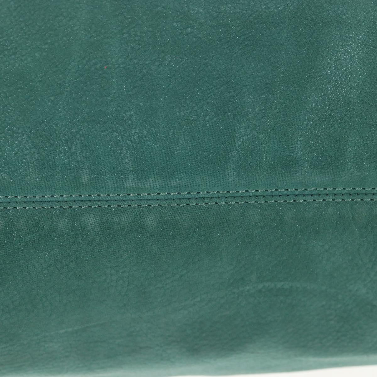 FENDI Tote Bag Leather Green Gold Auth 203838A