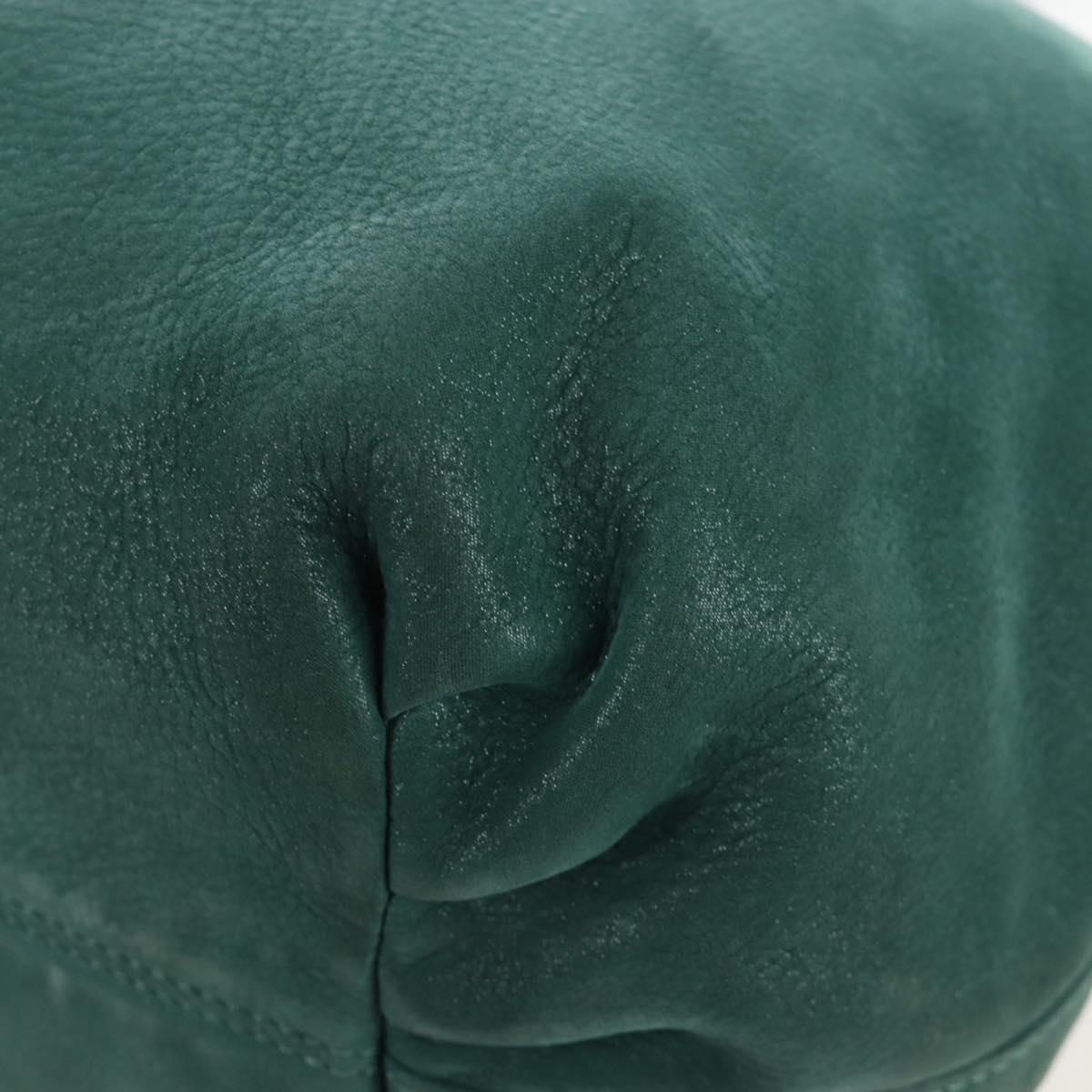 FENDI Tote Bag Leather Green Gold Auth 203838A