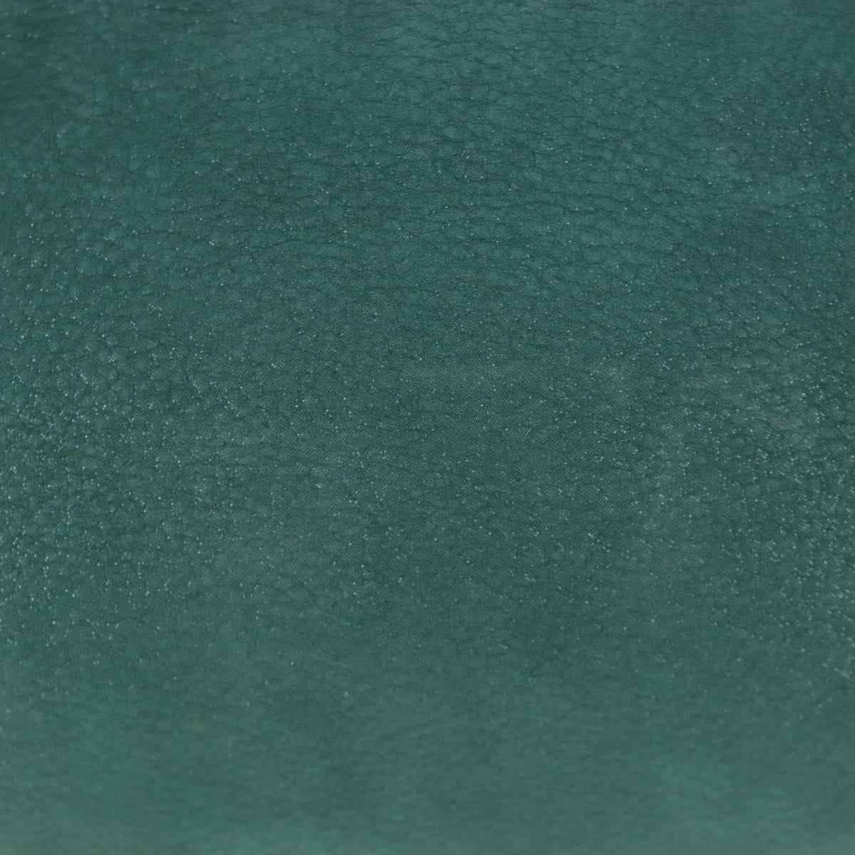 FENDI Tote Bag Leather Green Gold Auth 203838A
