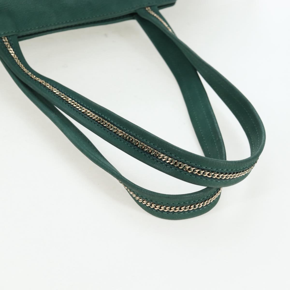FENDI Tote Bag Leather Green Gold Auth 203838A