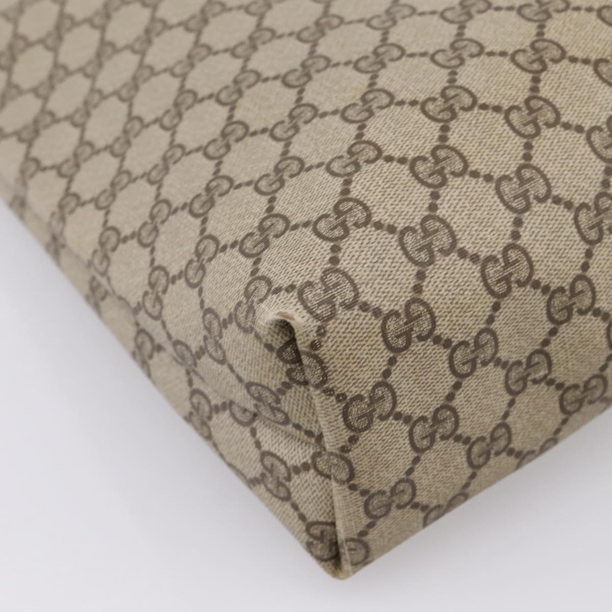 GUCCI GG Supreme Web Sherry Line Tote Bag PVC Beige Gold 39 02 003 Auth 203840