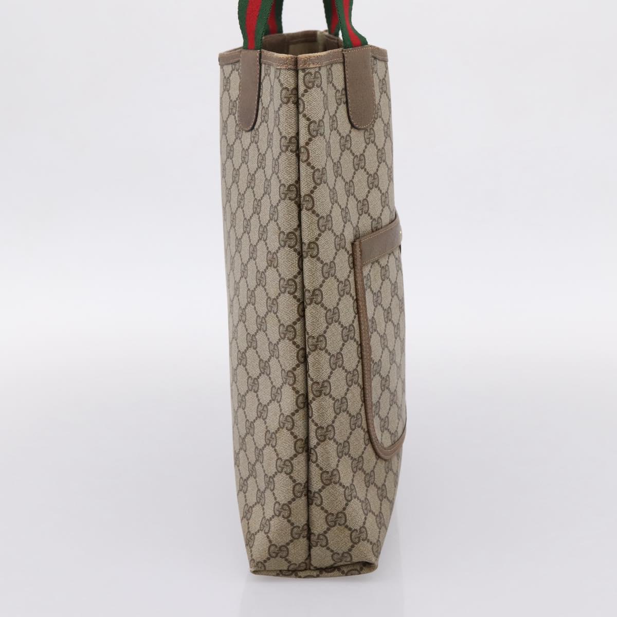 GUCCI GG Supreme Web Sherry Line Tote Bag PVC Beige Gold 39 02 003 Auth 203840