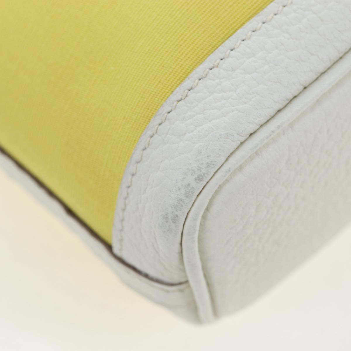 HERMES Garden File 28 Hand Bag Canvas 2way Yellow Silver Auth 203841SAV