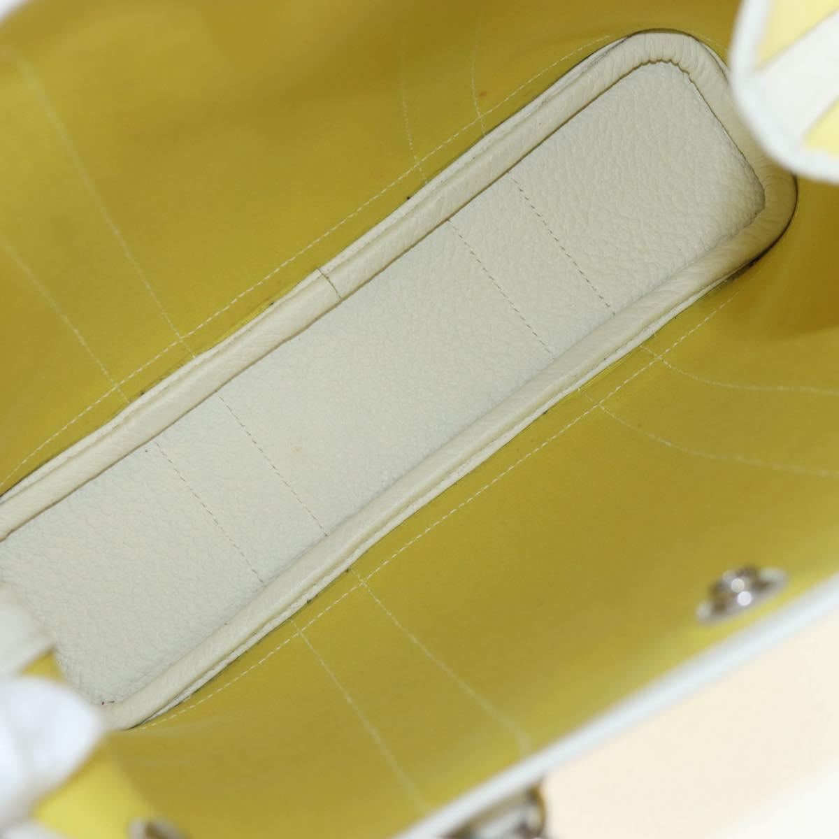 HERMES Garden File 28 Hand Bag Canvas 2way Yellow Silver Auth 203841SAV