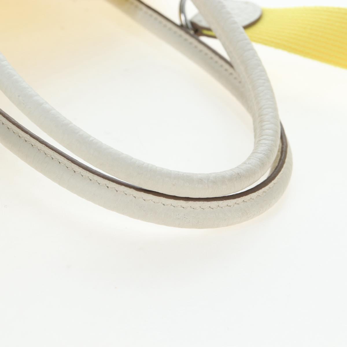 HERMES Garden File 28 Hand Bag Canvas 2way Yellow Silver Auth 203841SAV