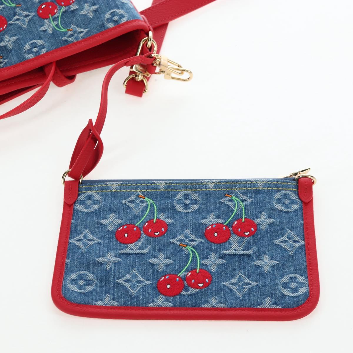 LOUIS VUITTON Monogram denim Neverful Inside Out Bag Blue M14997 Auth 203843SM