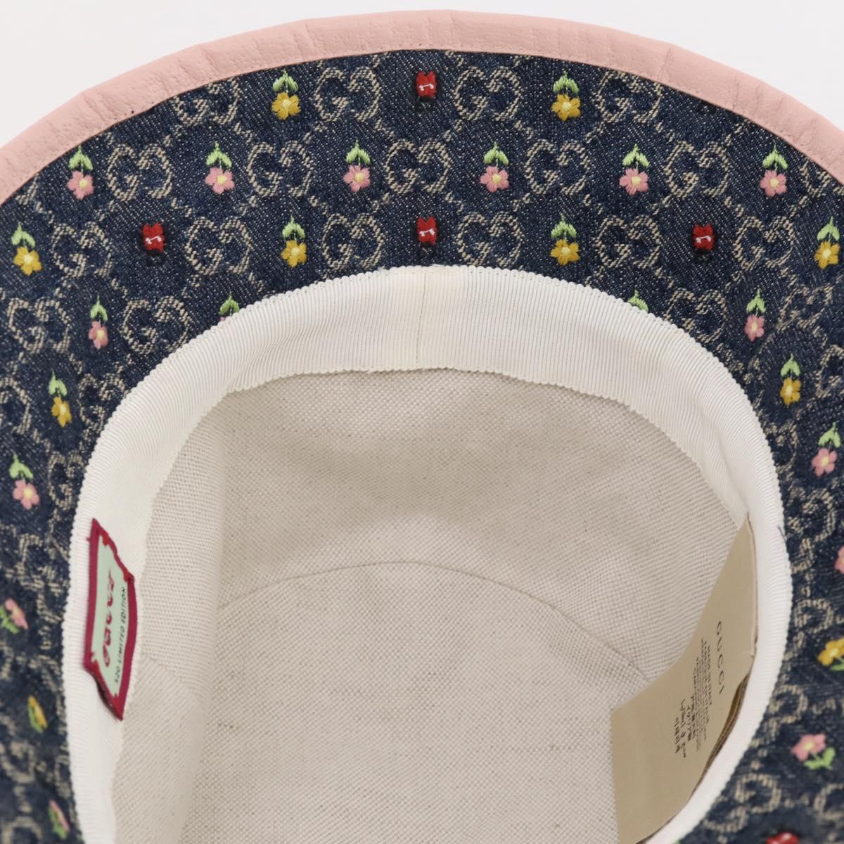 GUCCI GG Canvas Bucket Hat Denim M Blue Auth 203845M