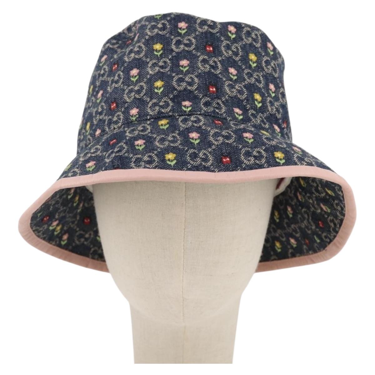 GUCCI GG Canvas Bucket Hat Denim M Blue Auth 203845M