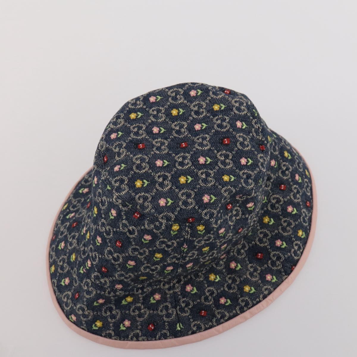 GUCCI GG Canvas Bucket Hat Denim M Blue Auth 203845M