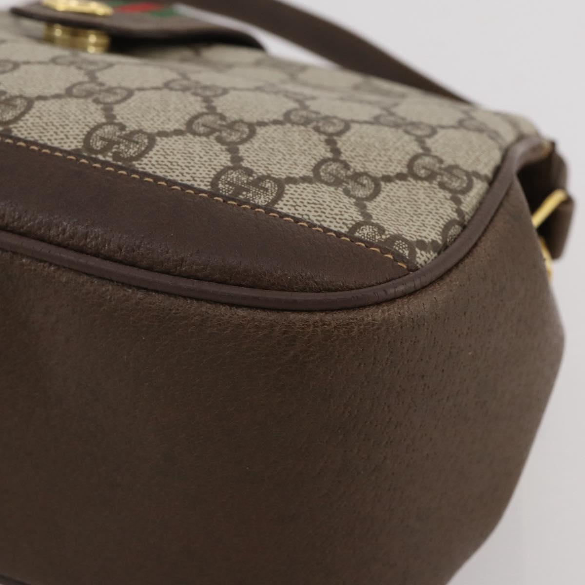 GUCCI GG Supreme Web Sherry Line Bag PVC Beige Gold 116 02 076 Auth 203846